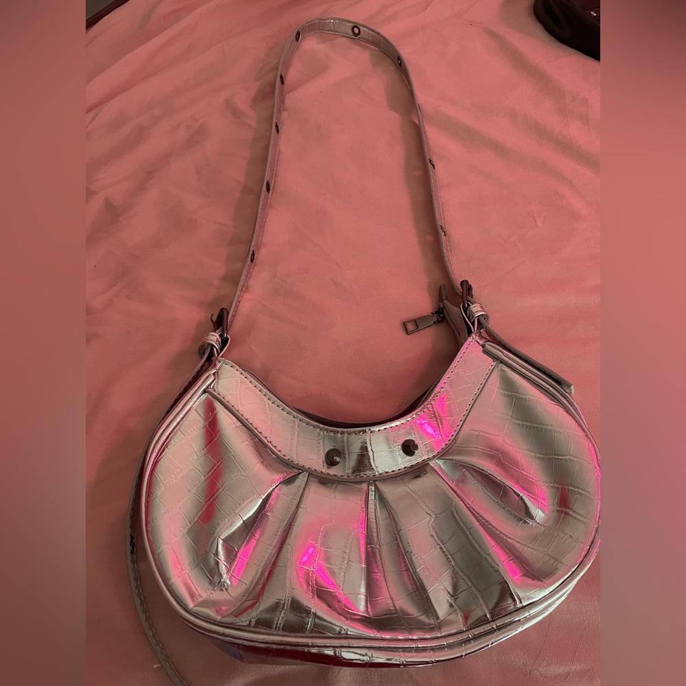 Metallic Silver Shoulder Bag